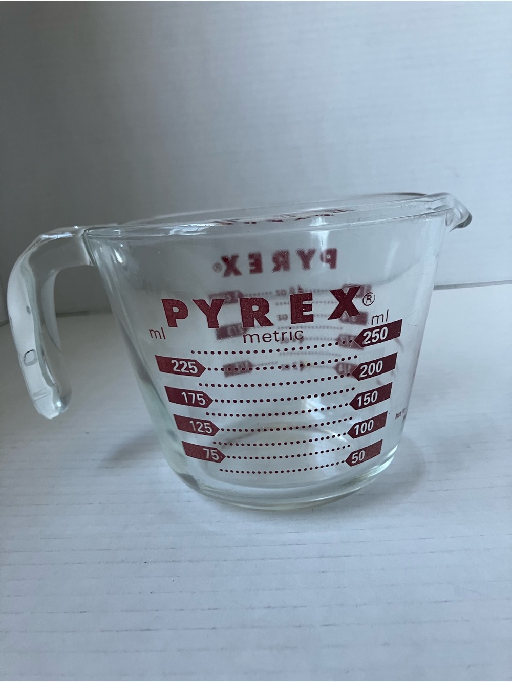 Vintage PYREX Clear Glass Measuring Cup with Red Markings
